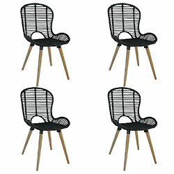 Maison Chic Lot de 4 Chaises à manger,Chaise pour cuisine noir rotin naturel -MN54470