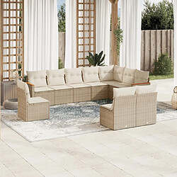 Maison Chic Salon de jardin avec coussins 10 pcs, Ensemble Tables et chaises de jardin, beige résine tressée -GKD244552