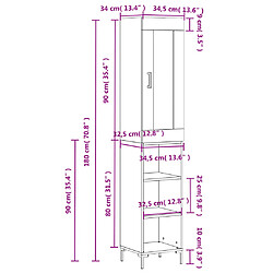 vidaXL Buffet haut Noir 34,5x34x180 cm Bois d'ingénierie pas cher