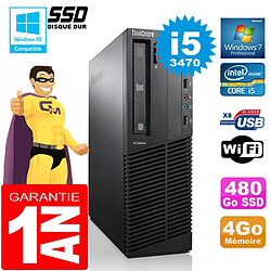 PC Lenovo M92p SFF Core I5-3470 Ram 4Go Disque 480 Go SSD Graveur DVD Wifi W7 · Occasion 