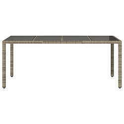 Avis vidaXL Table de jardin dessus en verre Gris 190x90x75cm Résine tressée