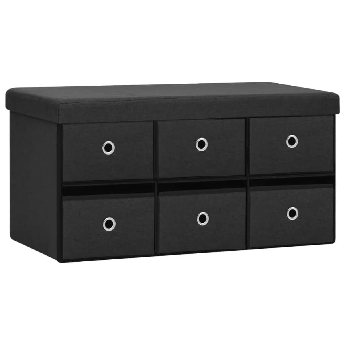 Maison Chic Banc de rangement | Meuble de rangement d'Entrée | Coffres d'Intérieur pliable Noir 76x38x38 cm Faux lin -MN46031