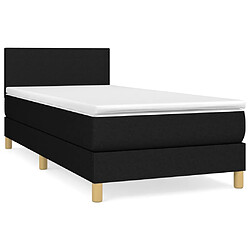 vidaXL Sommier à lattes de lit avec matelas Noir 100x200 cm Tissu