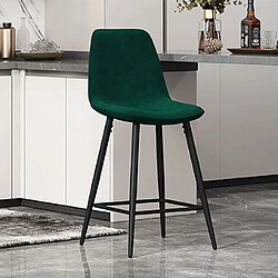 Mes Lot de 4 chaises de bar 42x51,5x98 cm en velours vert foncé - POKSI