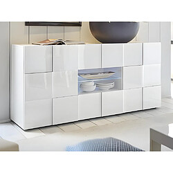 Vente-Unique Buffet CALISTO - LEDs - 2 portes & 2 tiroirs - Blanc laqué 