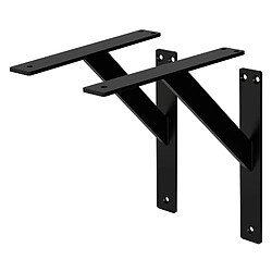 ML-Design Lot de 4 équerres d'étagère suspendue support mural en aluminium noir 240x240 mm 