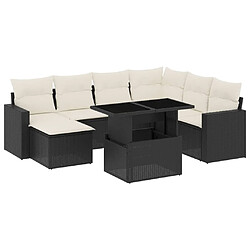 vidaXL Salon de jardin 8 pcs avec coussins noir résine tressée