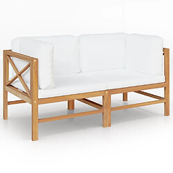 Maison Chic Banc de jardin 2 places | Banquette de jardin | Chaise Relax avec coussins crème Bois de teck solide -MN71385