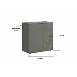 Avis Inside 75 Commode combinée SMART 4 tiroirs 1 porte gris graphite mat