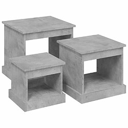 Maison Chic Lot de 3 Tables basses pour salon | Table à café gris béton bois d'ingénierie -GKD54930