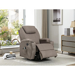 Avis Vente-Unique Fauteuil massant SILVANO en tissu - Taupe