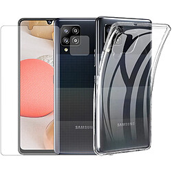 Protection intégrale Verre Trempé Samsung Galaxy A42 5G + Verre Trempé Caméra Arrière+Coque souple silicone transparente -Visiodirect-