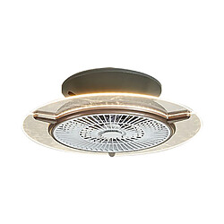 Universal 56 cm ventilateur électrique lustre 110V trois vitesses trois niveaux dimmer chambre ventilateur rond plafond lampe salle à manger avec ventilateur de plafond LED, marron 