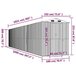 vidaXL Abri de jardin Anthracite 192x1021x223 cm Acier galvanisé pas cher