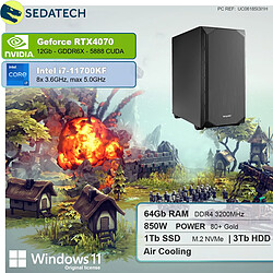 Sedatech PC Gamer • Intel i7-11700KF • RTX4070 • 64Go RAM • 1To SSD M.2 • 3To HDD • Windows 11