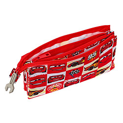 Trousse Fourre-Tout Triple Cars Let's race Rouge Blanc (22 x 12 x 3 cm)