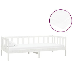 Maison Chic Lit de jour avec matelas, Lit de repos Lit d'invité pour Salon Chambre,Canapé-lit 90x200 cm Blanc Bois de pin massif -MN99284