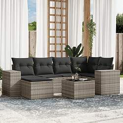 vidaXL Salon de jardin avec coussins 7 pcs gris clair résine tressée 