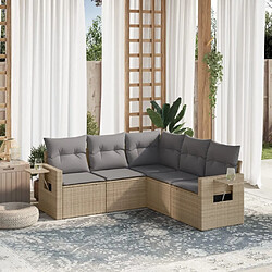 Maison Chic Salon de jardin avec coussins 5 pcs, Ensemble Tables et chaises de jardin,, Ensemble Tables et chaises de jardin, beige résine tressée -GKD774486