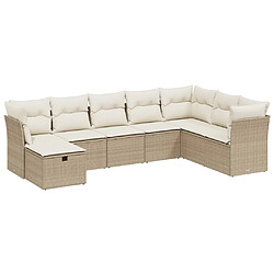 vidaXL Salon de jardin avec coussins 8 pcs beige résine tressée