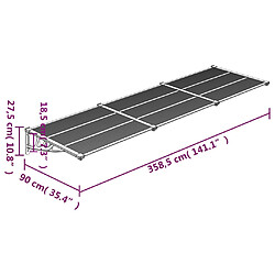 vidaXL Auvent de porte Gris et transparent 358,5x90 cm Polycarbonate pas cher