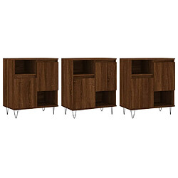 vidaXL Buffets 3 pcs Chêne marron Bois d'ingénierie