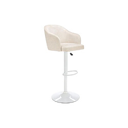 Vente-Unique Tabouret de bar en tissu et métal - Hauteur réglable - Crème et blanc - CARSTEN