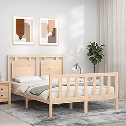 Maison Chic Cadre/structure de lit avec tête de lit pour adulte - Lit Moderne Chambre 120x200 cm bois massif -MN72871