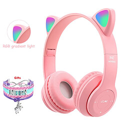 GUPBOO LED Light Cat Ear Casque sans fil Bluetooth 5.0 Casque 3,5 mm Modèle pour enfants avec micro antibruit pour