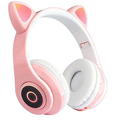 Universal Casque pour chat sans fil casque Bluetooth casque LED casque pour enfants filles (rose) 