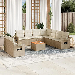 Maison Chic Salon de jardin avec coussins 10 pcs, Ensemble Tables et chaises de jardin, beige résine tressée -GKD684452