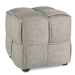 Decoshop26 Banc tabouret repose-pieds cube siège en tissu tressé gris rembourré BAN06006