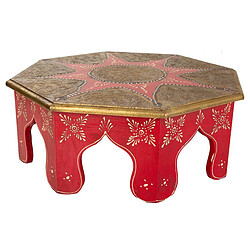 Pegane Table basse, table de salon en bois et métal coloris rouge - Longueur 40 x Profondeur 40 x Hauteur 15,5 cm