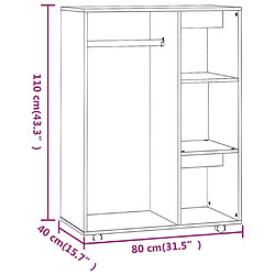 vidaXL Garde-robe Chêne fumé 80x40x110 cm Bois d'ingénierie pas cher