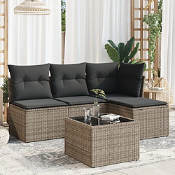 vidaXL Salon de jardin 5 pcs avec coussins gris résine tressée 