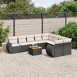 Maison Chic Salon de jardin 10 pcs avec coussins, Ensemble Tables et chaises d'extérieur noir résine tressée -GKD891246