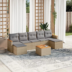 vidaXL Salon de jardin avec coussins 8pcs mélange beige résine tressée