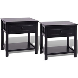 Maison Chic Lot de 2 Tables de chevet,Table de nuit,Table d'appoint pour salon Bois Noir -MN48138