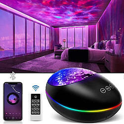 Universal Projecteur LED Bluetooth, projecteur de vagues, lumière nocturne avec minuterie télécommandée, plug-in USB, lumière nocturne 8 couleurs, changement d'effet de vagues, lumière nocturne Cadeau/enfant/adulte, (noir)