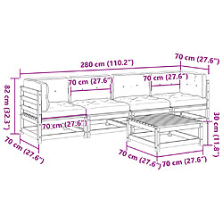 vidaXL Salon de jardin 5 pcs avec coussins bois de pin massif pas cher