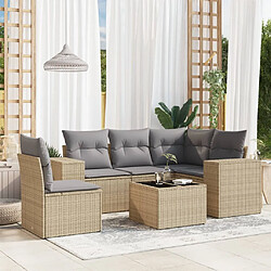 vidaXL Salon de jardin avec coussins 6 pcs beige résine tressée 