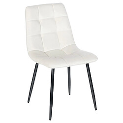 Decoshop26 Chaise de salle à manger x1 coutures forme carrées en velours blanc crème pieds en métal noir 10_0001959