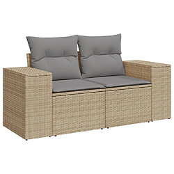 Avis vidaXL Salon de jardin avec coussins 7 pcs beige résine tressée