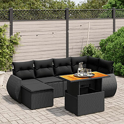 Maison Chic Ensemble Tables et chaises d'extérieur 7pcs avec coussins,Salon de jardin noir résine tressée -GKD985959