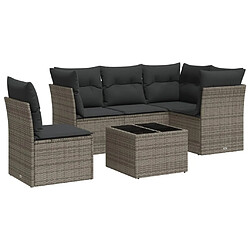 Maison Chic Salon de jardin 6 pcs avec coussins | Ensemble de Table et chaises | Mobilier d'Extérieur gris résine tressée -GKD63432