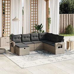 vidaXL Salon de jardin avec coussins 7 pcs gris résine tressée 