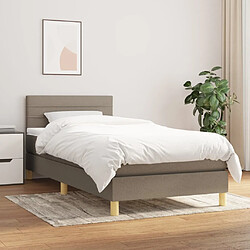 Maison Chic Structures de lit + matelas,Lit à sommier tapissier avec matelas Taupe 80x200 cm Tissu -MN31142