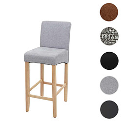 Mendler Tabouret de bar HWC-C33, tabouret de comptoir, bois ~ gris clair, pieds clairs, tissu/textile