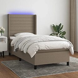 Maison Chic Lit adulte- Lit + matelas + LED,Sommier à lattes de lit matelas et LED Taupe 80x200cm Tissu -GKD28119