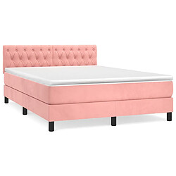 vidaXL Sommier à lattes de lit avec matelas Rose 140x200 cm Velours